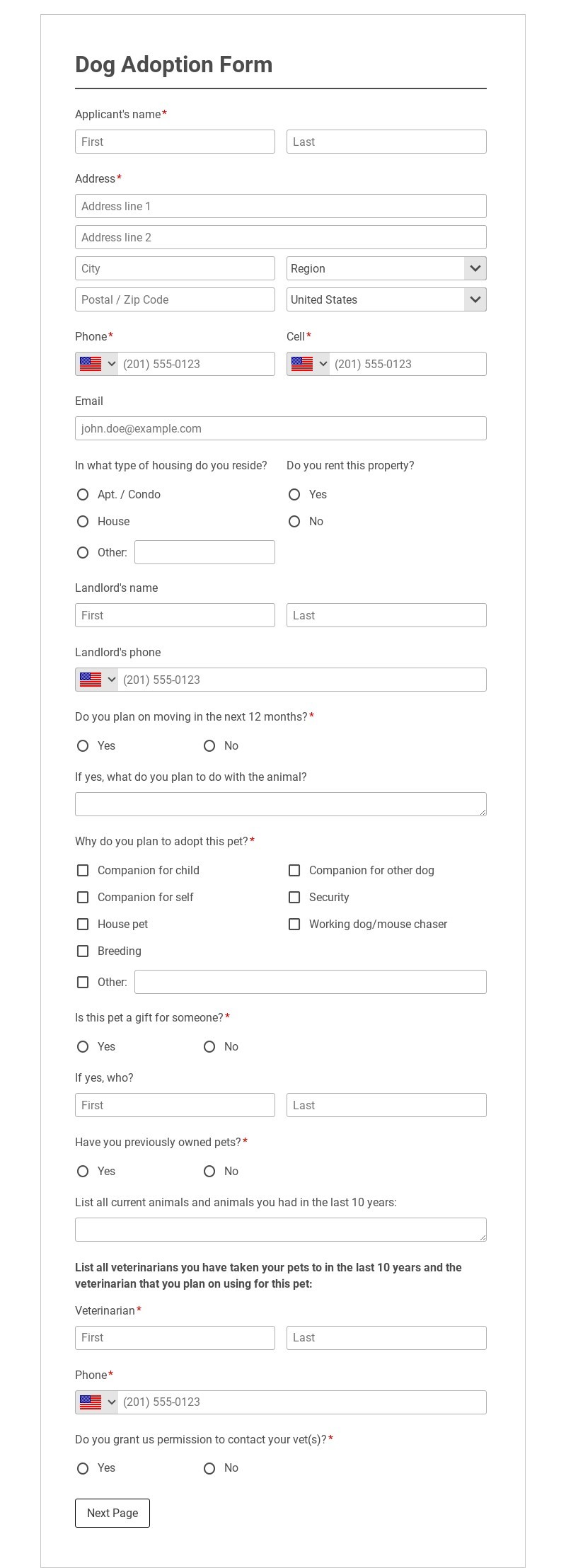 Blank form
