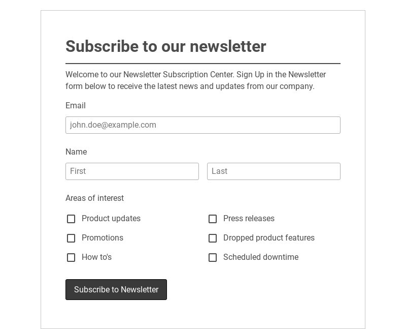 Subscribe to Newsletter Form