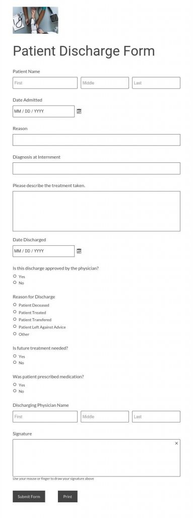 Hospital Discharge Paper Form Template Abcsubmit